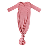 Copper Pearl Rosewood Rib Knit Newborn Knotted Gown