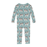 Kickee Pants Print Convertible Zipper Sleeper Jade Cows
