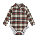 Me & Henry Jasper Onesie Cream/Green Plaid