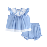 Lil Cactus Crosses Smocked Dress & Bloomer Set Periwinkle