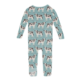 Kickee Pants Print Convertible Zipper Sleeper Jade Cows