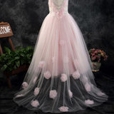 Princess Daliana Pearl Back Flower Girl Dress Blush