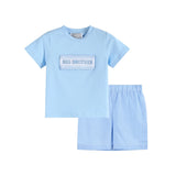 Lil Cactus Light Blue Big Brother Smocked Shirt and Shorts Set