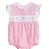 Lil Cactus Pink Striped Lil Sister Smocked Romper
