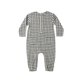 Rylee + Cru Long Sleeve Woven Jumpsuit Navy Check