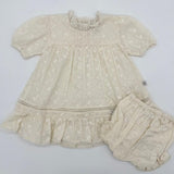 Early Sunday Mae Baby Dress & Bloomer Set Hazelnut Cream