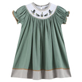 Lil Cactus Sage Green Mallard Smocked Bishop Dress