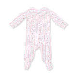 Angel Dear Marnie Rosebud Stripe Smocked Peter Pan Snap Footie