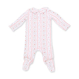 Angel Dear Marnie Rosebud Stripe Smocked Peter Pan Snap Footie