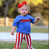 Rylee Faith Designs 'Merica Top and Striped Bell Pant Set