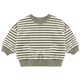 Quincy Mae Velour Relaxed Sweatshirt Spruce Stripe