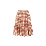 Rylee + Cru Ruffled Midi Skirt Red Plaid