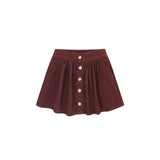 Rylee + Cru Button Front Mini Skirt Burgundy