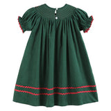 Lil Cactus Green Mistletoe Smocked Bishop Dress