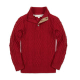 Hope & Henry Organic Mock Neck Cable Sweater Red Twist Cable