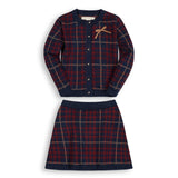 Hope & Henry Organic Cardigan & Skirt Set Navy Plaid
