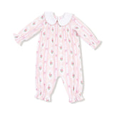 Angel Dear Ogee Lace Floral Smocked Long Peter Pan Collar Romper