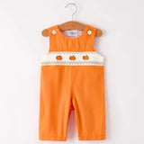 Rylee Faith Orange Pumpkin Smocked Jon Jon