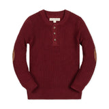 Hope & Henry Organic Sweater with Elbow Patches Oxblood Waffle