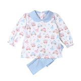Baby Loren Princess and Castles Floral Pima Collar Top Set