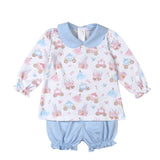 Baby Loren Princess and Castles Floral Pima Collar Bloomers Set