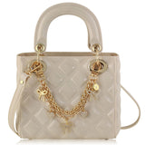 Carrying Kind Pearl Handbag Ivory with Wrapped Bow Chain