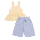 Angel Dear Micro Gingham Blue Blizzard Peplum Tank and Wide Leg Pant Set