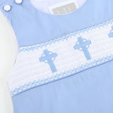 Lil Cactus Crosses Smocked Shortall Periwinkle