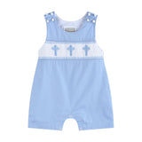 Lil Cactus Crosses Smocked Shortall Periwinkle