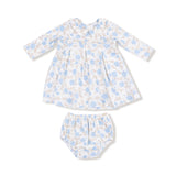 Angel Dear Baby Blue Floral Peter Pan Collar Dress with Diaper Cover