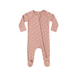Quincy Mae Bamboo Zip Footie Pink Hearts