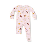 Angel Dear Pink Collector Chickens 2 Way Zipper Romper