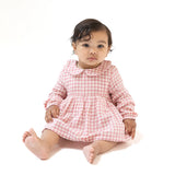 Angel Dear Rose Pink Plaid Peter Pan Collar Skirted Bubble