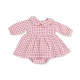 Angel Dear Rose Pink Plaid Peter Pan Collar Skirted Bubble