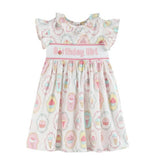 Lil Cactus Pink and White Birthday Girl Smocked Dress