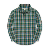 Hope & Henry Organic Stretch Poplin Shirt Classic Green Plaid