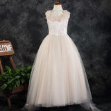 Princess Daliana Pearl Back Flower Girl Dress Champagne