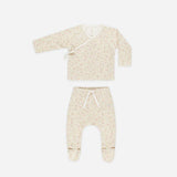 Quincy Mae Wrap Top + Footed Pant Set Primrose