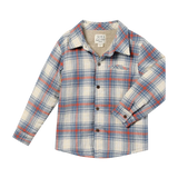 Me & Henry Adventurer Sherpa Lined Shacket Blue/Pumpkin Plaid