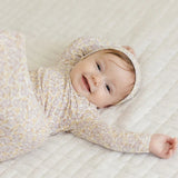 Quincy Mae Knotted Baby Gown + Hat Set Purple Floral