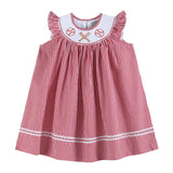Lil Cactus Red Gingham Baseball Smocked Bishop Dress