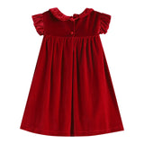 Lil Cactus Red Velvet Collared Ruffle Dress