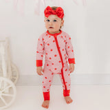 In My Jammers Red Kiss Zipper Romper