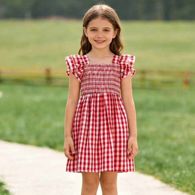 Rylee Faith Red Summer Plaid Smocked Ruffle Dress Ready Set Grow Rylee Faith Red Summer Plaid Smocked Ruffle Dress Ready Set Grow