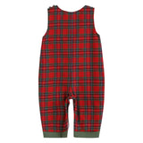 Lil Cactus Red Plaid Truck & Tree Smocked Overalls