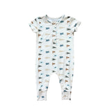 Babysprouts Short Sleeve Henley Romper Retro Banner