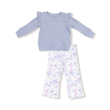 Angel Dear Ribbon Floral Fling Waffle Shirt and Flared Pant Set