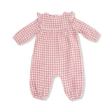 Angel Dear Rose Pink Plaid Ruffle Sleeve Romper