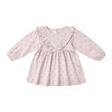 Quincy Mae Long Sleeve Ruffle V Dress Lilac Ditsy