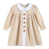 Lil Cactus Brown Gingham Pumpkin Vine Ruffle Dress